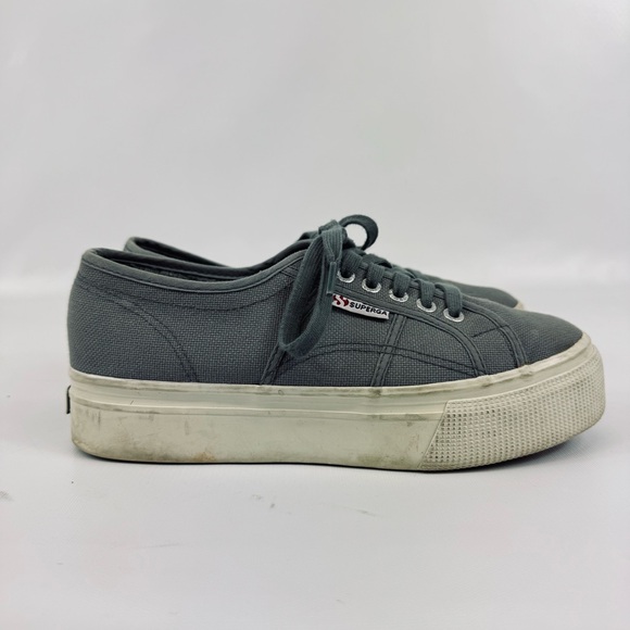 Superga Platform Sneakers Grey Lace Up - size 9 - Picture 5 of 16